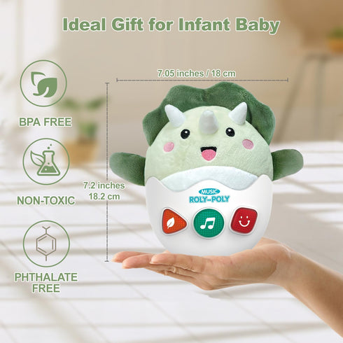 Baby Dinosaur Toys 0-3-6-12 Months, Musical Infant Toys with Light & Sounds, Soft Plush Stuffed Animal, Newborn Boys Girl 1st Birthday Shower Gift...