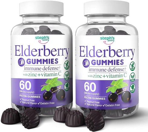 Elderberry Gummies with Vitamin C and Zinc - Immune Booster Elderberry Gummies For Adults and Kids - Vegan Natural Ingredients Defense Multivitami...