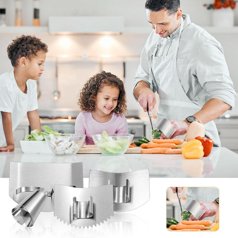 4pcs Stainless Steel Finger Guards for Cutting, Kitchen Chopping Finger Protector Nail Finger Cutting Shield Hand Protector Tool for Slicing Dicin...