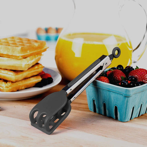Mini Easy-Grip Waffle Tongs Holder, Non-Slip Handle,Black...