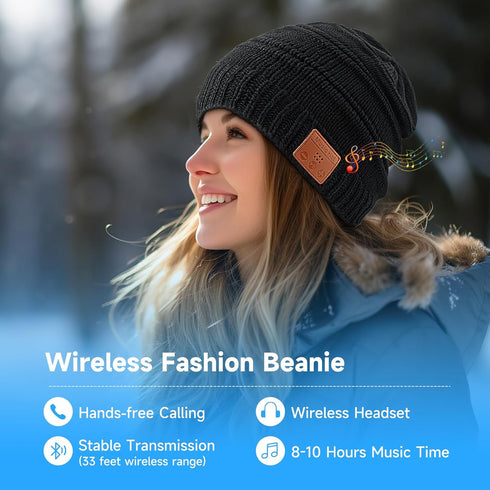 Bluetooth Beanie Hat for Men Women Warm Soft Bluetooth Beanie with Built-in Mic Stereo Speaker Headphones (Black)......