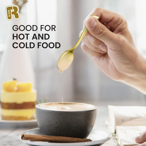 100 Pack Gold Small Spoons - 4 Inch Gold Mini Spoons - Heavy duty Mini Spoons For Dessert, Ice Cream, Tastings, Cocktails, BPA Free Dessert Spoons...