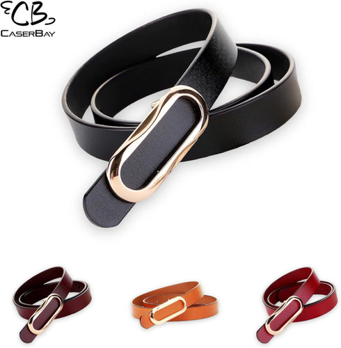 Women's Genuine Leather Belts Waist Belt Oval Solid Gold Buckle Waistband For Pants, Jeans, Suit Waist 26"- 32", Women 4-8,...