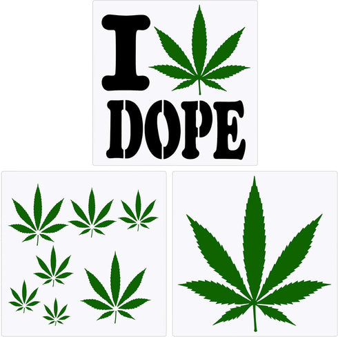 3 Pieces Pot Leaf Stencil Weed Leaf Stencils Reusable Leaf Painting Stencil for DIY Wall Painting Crafts Making Decoration Supplies...