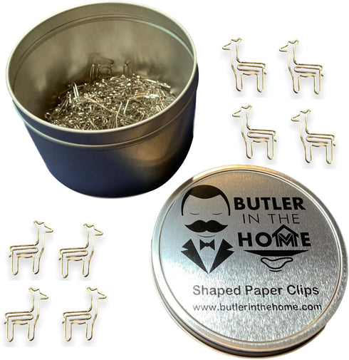 100 Count Giraffe Shaped Paper Clips Great for Paper Clip Collectors or Office Gift - Comes in Round Tin with Lid and Gift Box (Silver)...
