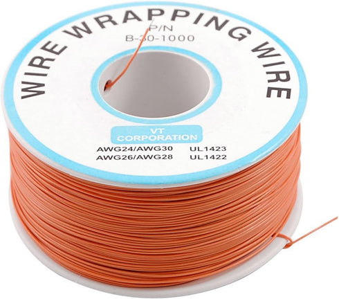 YXQ PCB Solder Orange Flexible 0.5mm Outside Dia 30AWG Wire Wrapping Wrap 1000Ft...