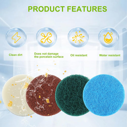 16pcs Electric Cleaning Brush Pad Set 4 Foam Pads 4 Kitchen Mats 4 Heavy Duty Pads 4 Microfibre Pads fit for Bosch Home/Garden 6033 Battery Cleani...