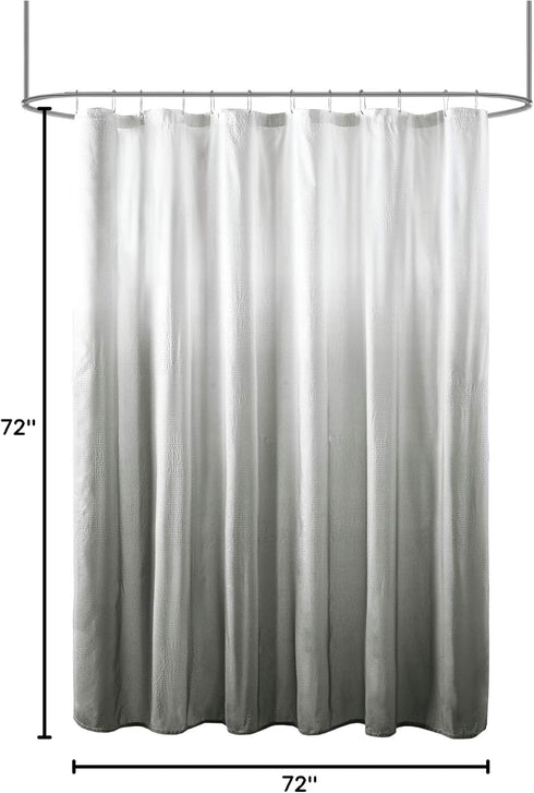 Madison Park Ara Shower Curtain, Seersucker Design Ombre Print, Modern Bathroom Decor, Machine Washable, Fabric Privacy Screen, 72x72, Grey...