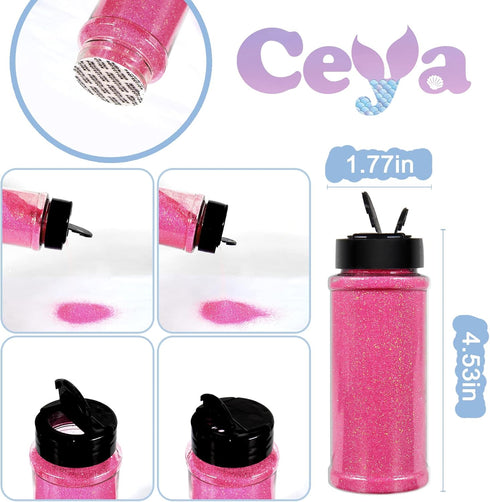 Ceya 3.8oz/ 110g Ultra Fine Glitter Powder Rose Pink Iridescent Glitter 1/128” 0.008” 0.2mm for Slime Epoxy Resin Craft Tumbler Jewelry Nail Art F...