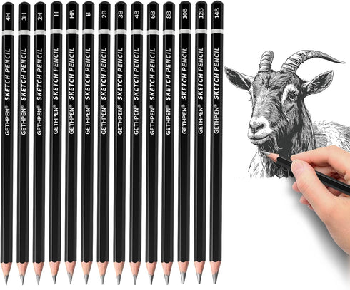 Sketch Pencil Set - 14 Pack, Graphite Pencils Drawing, Shading and Sketching Supplies for Pro Artists...