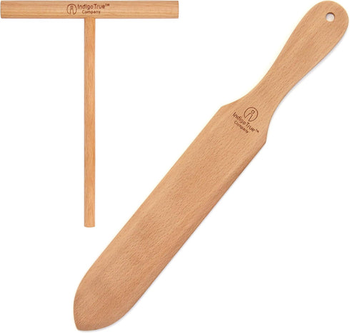 The ORIGINAL Crepe Spreader and Spatula Kit - 2 Piece Set (6” Spreader and 14” Spatula) Convenient Size to Fit Large Crepe Pan Maker | All Natural...