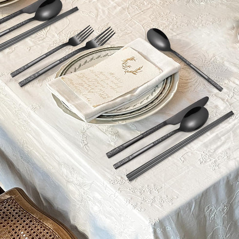 MURRI&MURRDI 8 Pieces Portable Reusable Cutlery Set,Travel Utensils Set with Case, Stainless Steel Flatware Set Including Knife Fork Spoon Chopsti...
