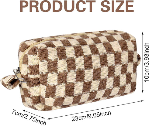6 PCS Makeup Bag Pouch Checkered Makeup Bag Cosmetic Bag for Women Portable Zipper Make Up Pouch Travel Toiletry Bag Organizer Cute Makeup Brushes...
