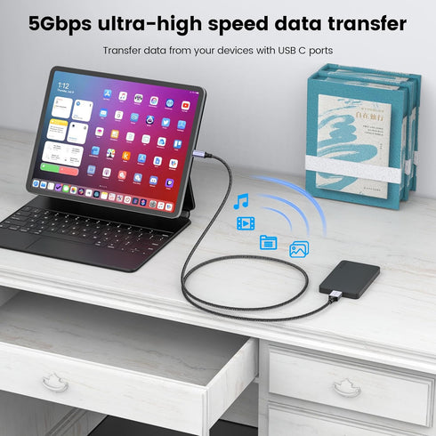 Micro B to USB C Hard Drive Cable 1.5 FT USB C to Micro B 5Gbps USB C Hard Drive Cable Compatible with Toshiba/Seagate/WD External Hard Drive, Mac...