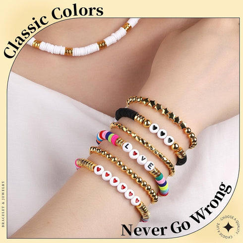 LEOBRO Letter Beads for Bracelets Making Kit, Letter Beads, Alphabet Bead Friendship Bracelet Kit, Bracelet Beads for Jewelry Making, with Gold Be...