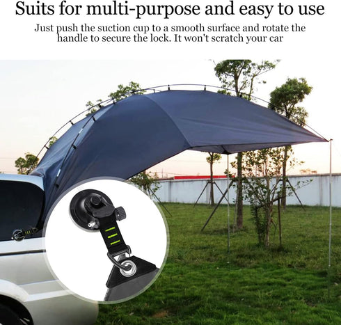 CONBOLA Suction Cups Hooks Heavy Duty Outdoor Car Camping Essentials 4 Pieces Upgraded Tie Down Suction Cup,Camper Accessories Strong Power for RV...