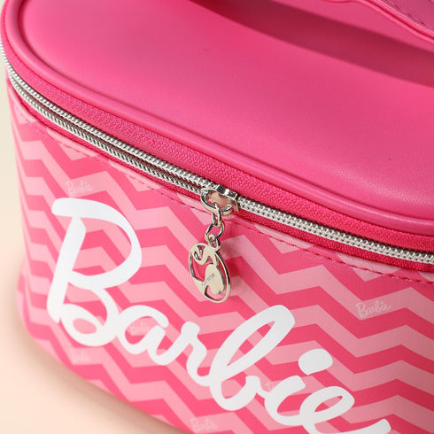 MINISO Barbie Barrel Cosmetic Bag Large Capacity Travel Makeup Bag with Handle for Women Ladies Grils Zipper Pouch Makeup Organizer...