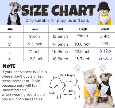 Dog Clothes for Small Dog, Breathable Stretchy Dog Raglan Shirt, Soft Comfortable Cat Puppy Kitten Pet Apparel Outfits (S?1-4lb?, Yellow & Red)...