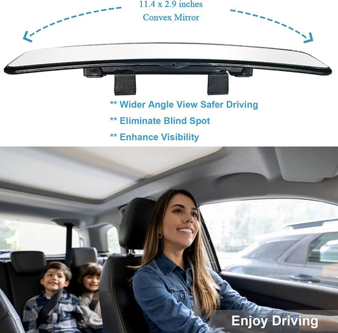 Kitbest Rear View Mirror, Universal Interior Clip On Panoramic Rearview Mirror to Reduce Blind Spot Effectively – Wide Angle – Convex – For Cars, ...
