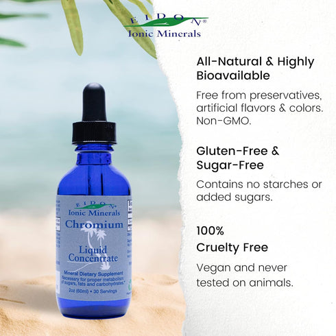 Eidon Ionic Minerals Liquid Chromium Concentrate - Ionic Chromium Supplement Drops, Supports Stable Energy Levels, All-Natural, No Sugar Added, No...