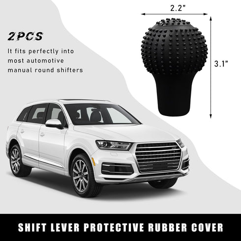 2 PCS Car Gear Shift Cover, Elastic Silicone Auto Gear Shift Knob Cover with Massage Design, Anti-Slip Manual Gear Shift Stick Protector, Car Acce...