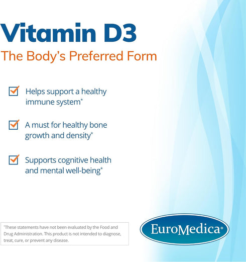 Euromedica Vitamin D3 5000 IU - 90 Chewable Tablets, Mixed Berry - Supports Overall Health, Strong Bones & Teeth + Immune System Function - 90 Ser...
