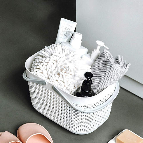 UUJOLY Plastic Organizer Storage Baskets with Handles, Shower Caddy Bins Organizer for Bathroom and kitchen?White?...