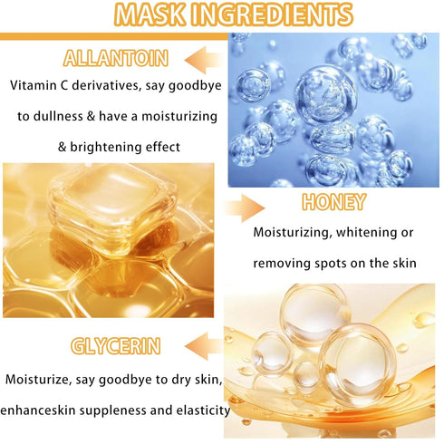 8 Pack Honey Sheets Face Mask Skincare Set,Moisturizing Facial Masks for Men & Women,Hydrating Long Lasting Soft Face Masks Skin Care for All Skin...