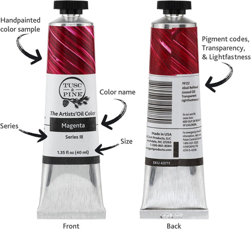 Tusc & Pine Artist Oil Paint - Unbleached Titanium White, 40 ml, Non-Yellowing, Rich & Creamy Consistency, Maximum Pigment Load, Small Batch Mille...