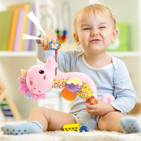 Baby Toys Musical Seahorse,Infant Stuffed Animal Toys with Crinkle and Rattles,Soft Sensory Toys with Textures for Tummy Time Newborn Boys Girls 0...