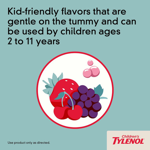 Children's Tylenol Liquid Oral Suspension Medicine, Acetaminophen Pain Reliever & Fever Reducer, Aspirin-, Ibuprofen- & Alcohol-Free, Cherry, 4 Fl...