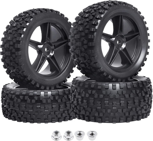 HobbyPark 12mm Hex RC Buggy Tires and Wheels Front & Rear for 1/12 1/10 Scale Models Car fit 2S 3S, Set of 4...