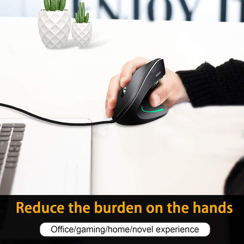 Wired Vertical Mouse, Optical Ergonomic Mouse with 4 Adjustable 800/1200/2000/3200, 5 Buttons USB Computer Mouse, Better for Large and Medium Size...