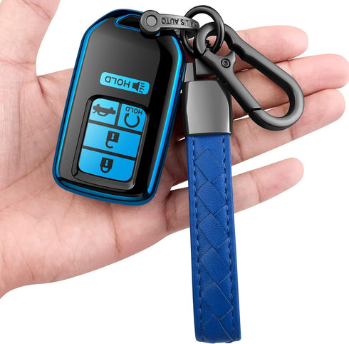 Sindeda for Honda Key fob Cover with Leather Keychain,Soft TPU Full Cover Protection,Key fob case Compatible With Honda Accord Civic CRV Pilot Ody...