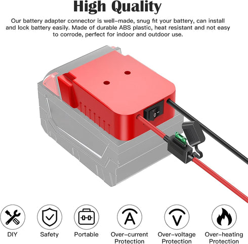 2 Packs Power Wheels Adapter for Milwaukee M18 Battery Adapter 18V Power Wheels Battery Conversion Kit with Switch, Fuse & Wire Terminals, 12AWG W...