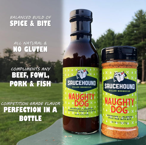 Saucehound Championship Recipe BBQ and All Purpose Seasoning Spice Rub, Perfect & Balanced Taste, Competition Barbecue Flavor (Naughty Dog, 5.82 O...