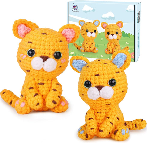 Crochet Kit for Beginners, Beginner Crochet Kit for Adults with Step-by-Step Video Tutorials, DIY Crochet Animal Kits Kids Knitting Supplies, 2 Pa...