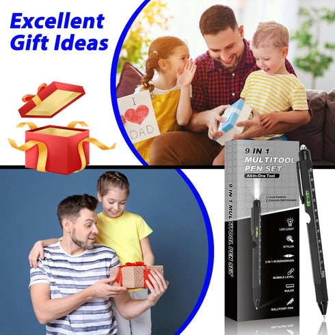 Pen Gifts for Men, Cool Gadgets 9 in 1 Multitool Pen, Stocking Stuffers for Men Women, Useful Gadgets Gift for Him Dad Husband Women on Christmas,...