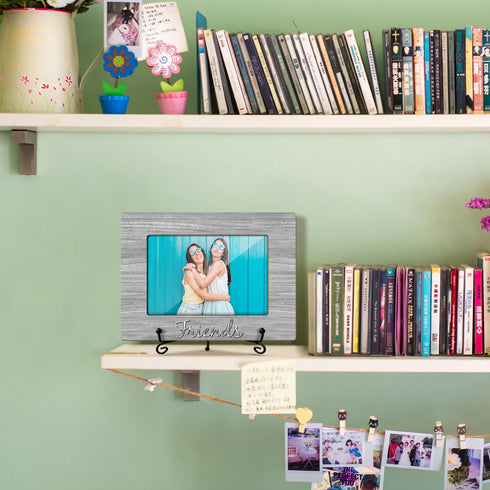 Wooden Photo Frame Friendship Gifts for Friends Bestie Woman BFF, Wooden Photo Frame with Iron Stand for Tabletop or Desktop Display, Home Table D...