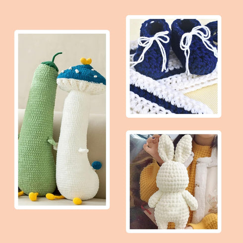 Yarn for Crocheting, Crochet Yarn, Easy yarn, Beginners Yarn for Crocheting with Easy-to-See Stitches, Stitch Marker, and Elbow Needle Cotton Yarn...