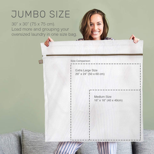 Large Mesh Laundry Bags for Delicates -2 Jumbo XXL Durable Mesh Wash Bags with Zipper, Hanging Loop. Garment Safe and Organizer for Washing Machin...