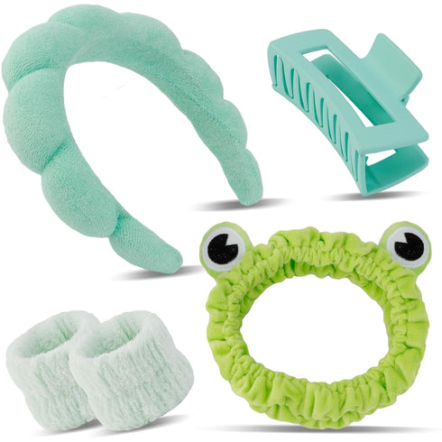 Canitor Spa Headband Wrist Bands Set with Hair Clips Skincare Headband for Washing Face Skin Care Puffy Makeup Headband Preppy Teen Girl Gifts Cut...