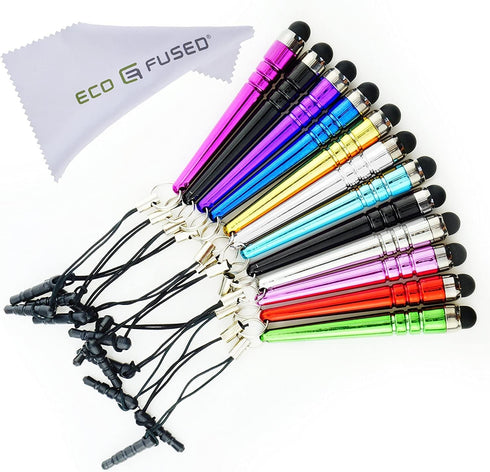 Stylus Pen Bundle 12 Pack/Short Stylus Pens with 3.5mm Jack Connector - Compatible with All Capacitive Touchscreen Devices - for iPad, iPhone, Sam...