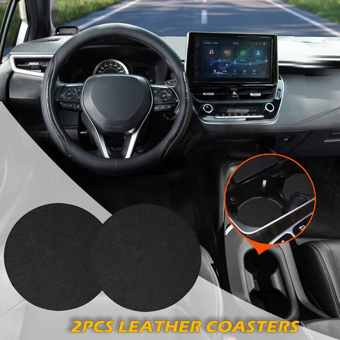 Car Steering Wheel Cover Black, 14-14.5 inch Steering Wheel Covers with Coasters Microfiber Leather Carbon Fiber Breathable Anti-Slip Durable Univ...
