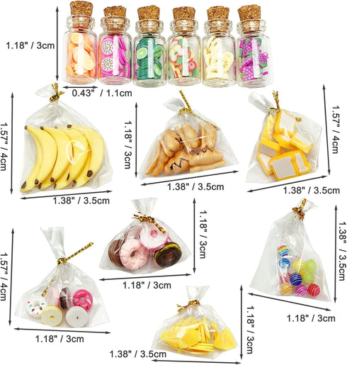 13 Packs Cute 1:12 Miniature Dollhouse Food Lollipop Toast Cheese Bread Donut Fruit Slice Jar Glass Bottle Mini Kitchen Scene Model Simulation DIY...