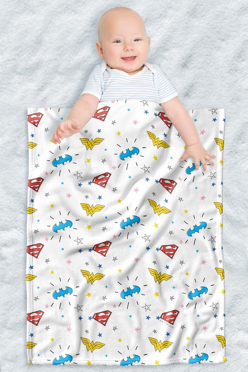 LOGOVISION Justice League Lightweight Baby Blanket, 30"X40", Symbols Pattern Unisex for Infants Girls & Boys...