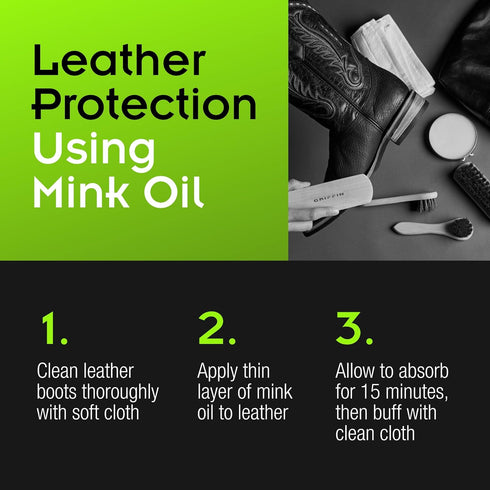 Griffin Mink Oil for Leather Boots 3.17oz – Premium Formula Made in USA – Restores, Softens & Conditions – Protects & Waterproofs from Rain, Water...