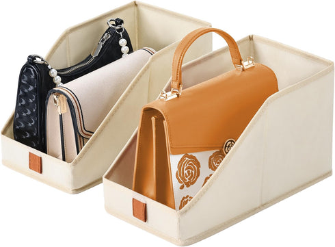 DIMJ Closet Organizers for Purses and Handbags Storage, Small Storage Bins Foldable, Small Basket for Shelves, Wardrobe, Bedroom - Closet Shelf Or...