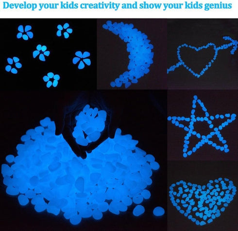 Glow Stones, Glowing in The Dark Pebbles 150pcs for Walkways, Window, Yard Grass, Driveway, Outdoor Decor DIY Decorative Gravel Stones, Fish Tank ...