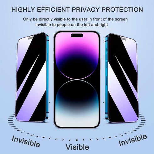 2 Pack Compatible with iPhone 14 Pro Max Privacy Screen Protector, Anti-Spy Anti-Blue Light Eye Protection Tempered Glass Film 6.7'', Scratch Resi...